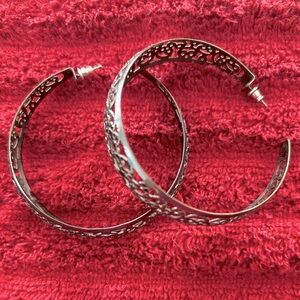 Gray Gun Metal Large Hoop Design Earrings